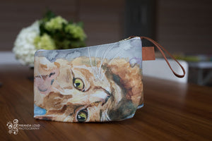 Big Orange Cat Makeup Bag/Clutch