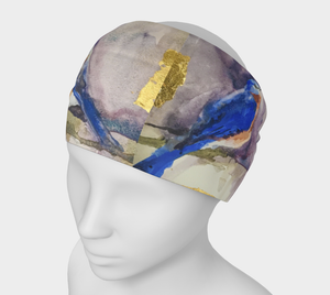 Bluebirds and Gold 4 in 1 Headband/Hairband/Funnel Scarf/Scrunchy