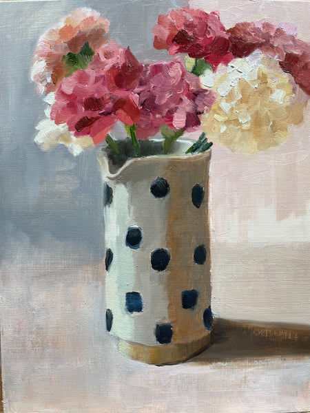 Jason's Carnations - original oil painting 6x8 on panel (unframed