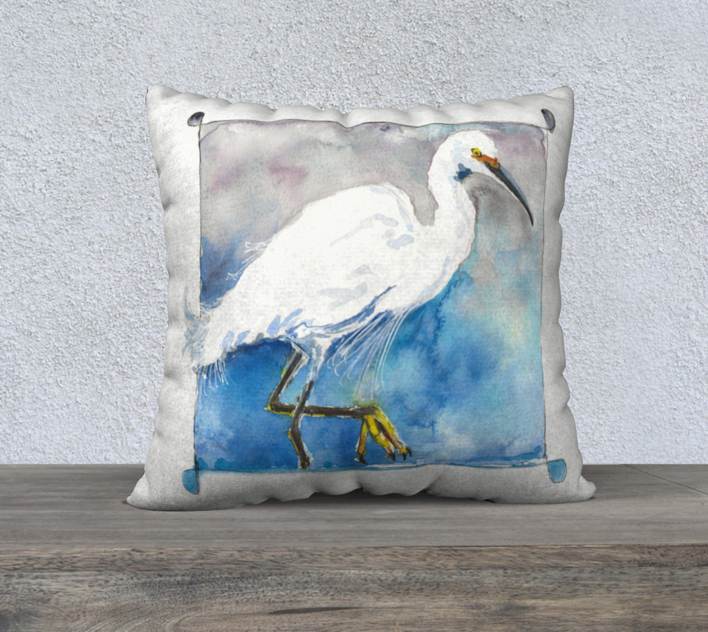 Snowy Egret (Charlie) Pillow Cover 22x22