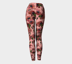 Pink Poppies Yoga Leggings