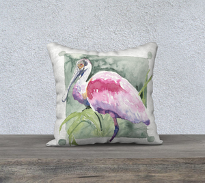 Roseate Spoonbill pillow cover 18"x18"