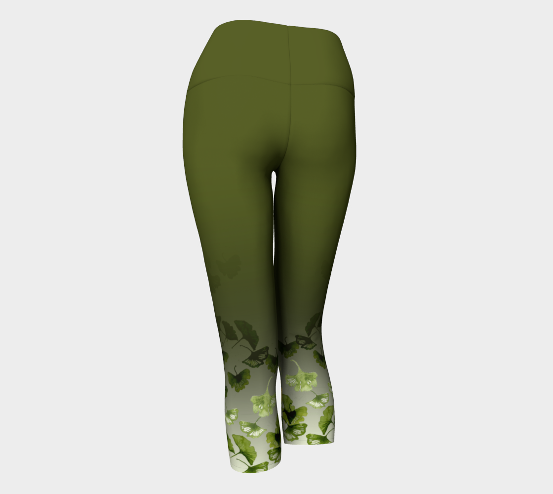 Ginkgo Green and Gold Yoga Capris