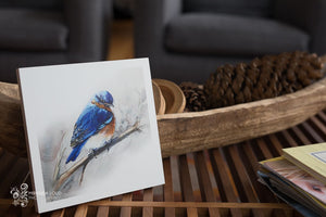 Bluebird Watercolor on Wood 8"x8"