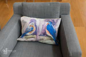 Bluebirds and Gold Pillow Cover 20"x14"