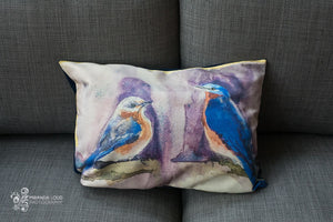 Bluebirds and Gold Pillow Cover 20"x14"
