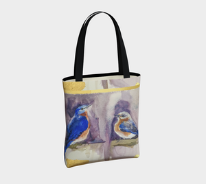 Bluebirds and Gold Elegant Lined Handbag