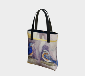 Bluebirds and Gold Elegant Lined Handbag