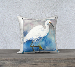 Snowy Egret (Charlie) Pillow Cover 18"x18"