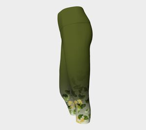 Ginkgo Green and Gold Yoga Capris