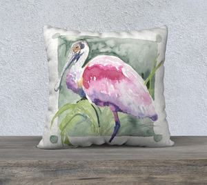 Roseate Spoonbill pillow cover 22"x22"