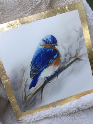 Bluebird Watercolor on Wood 8"x8"