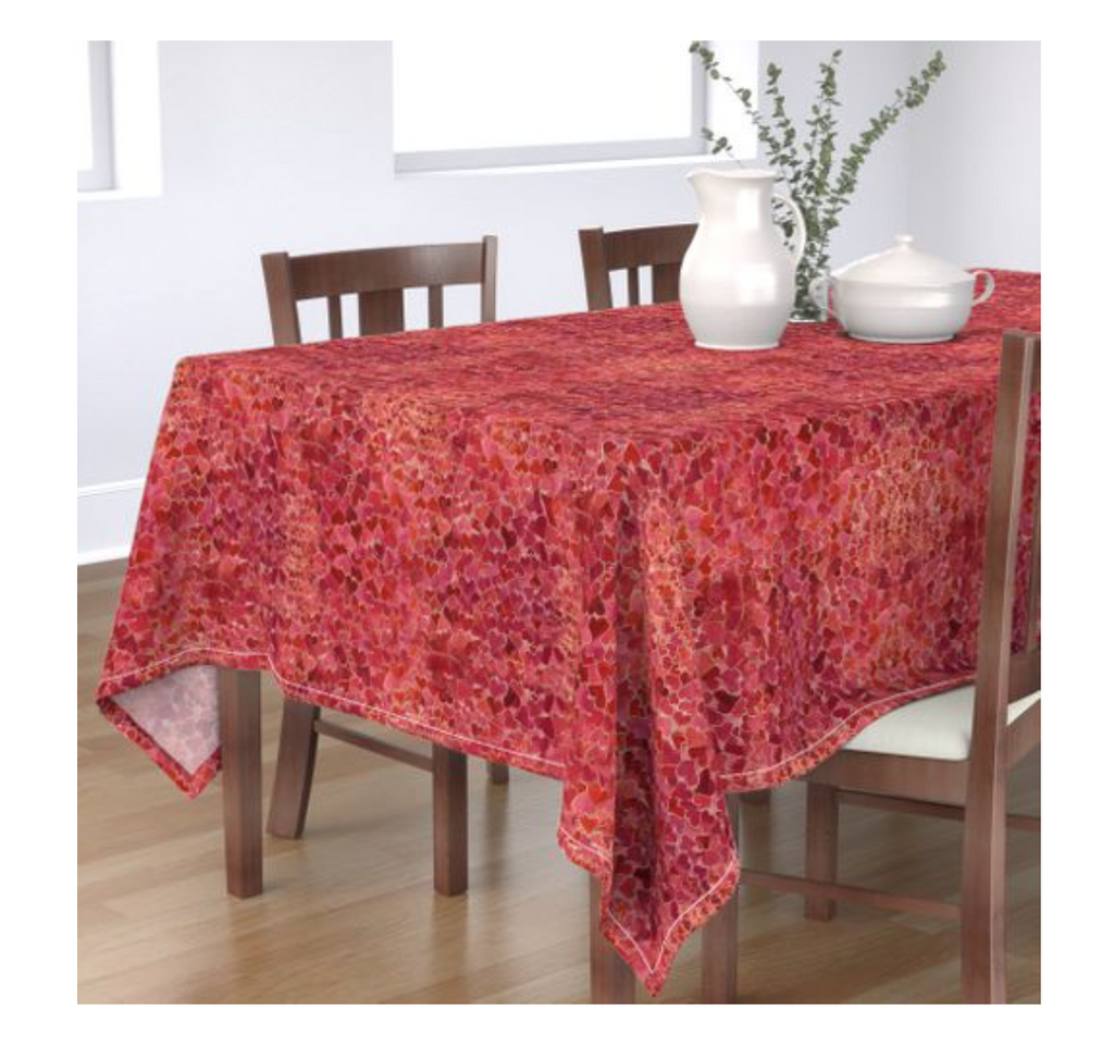 Rectangular Tablecloth Hearts and Valentines