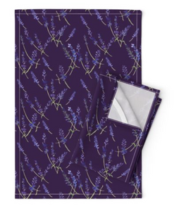 Fresh Lavender Deep Violet Tea Towel
