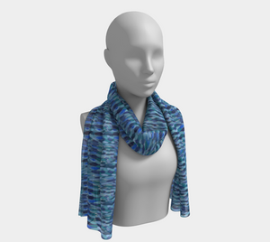 Blue Waves Silk Scarf in Two Lengths