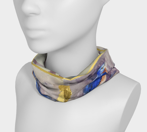 Bluebirds and Gold 4 in 1 Headband/Hairband/Funnel Scarf/Scrunchy