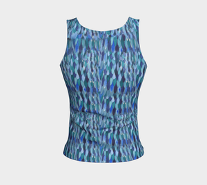 Blue Waves Abstract Fitted Tank