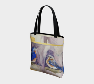 Bluebirds and Gold Elegant Lined Handbag