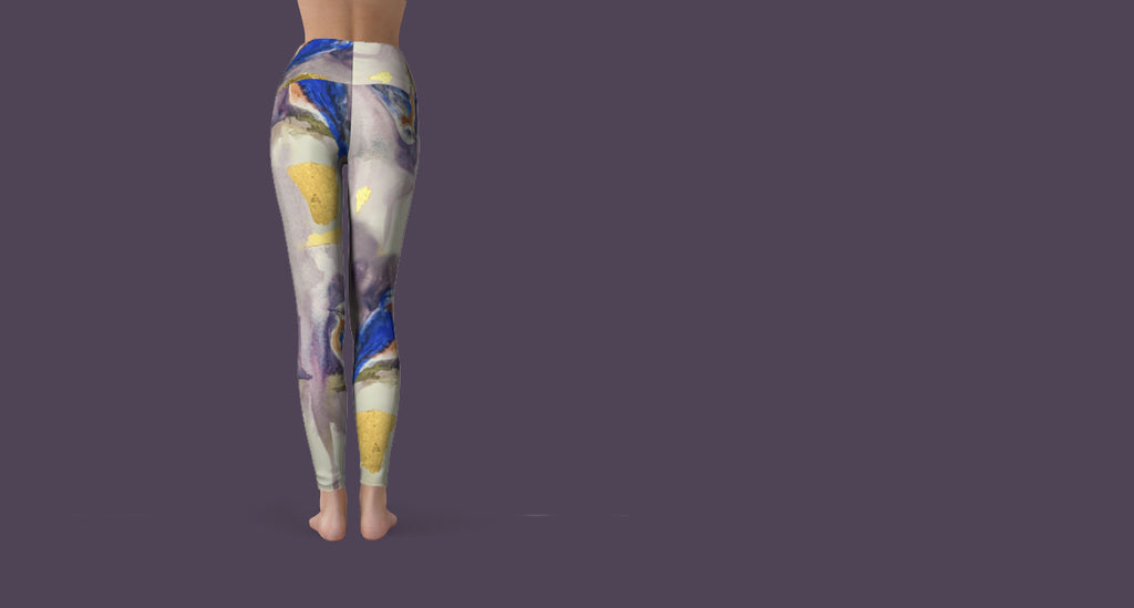 Bluebirds and Gold Yoga Leggings