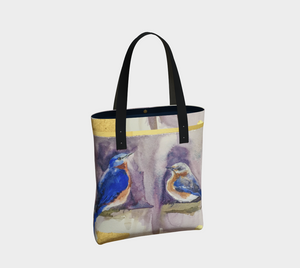 Bluebirds and Gold Elegant Lined Handbag