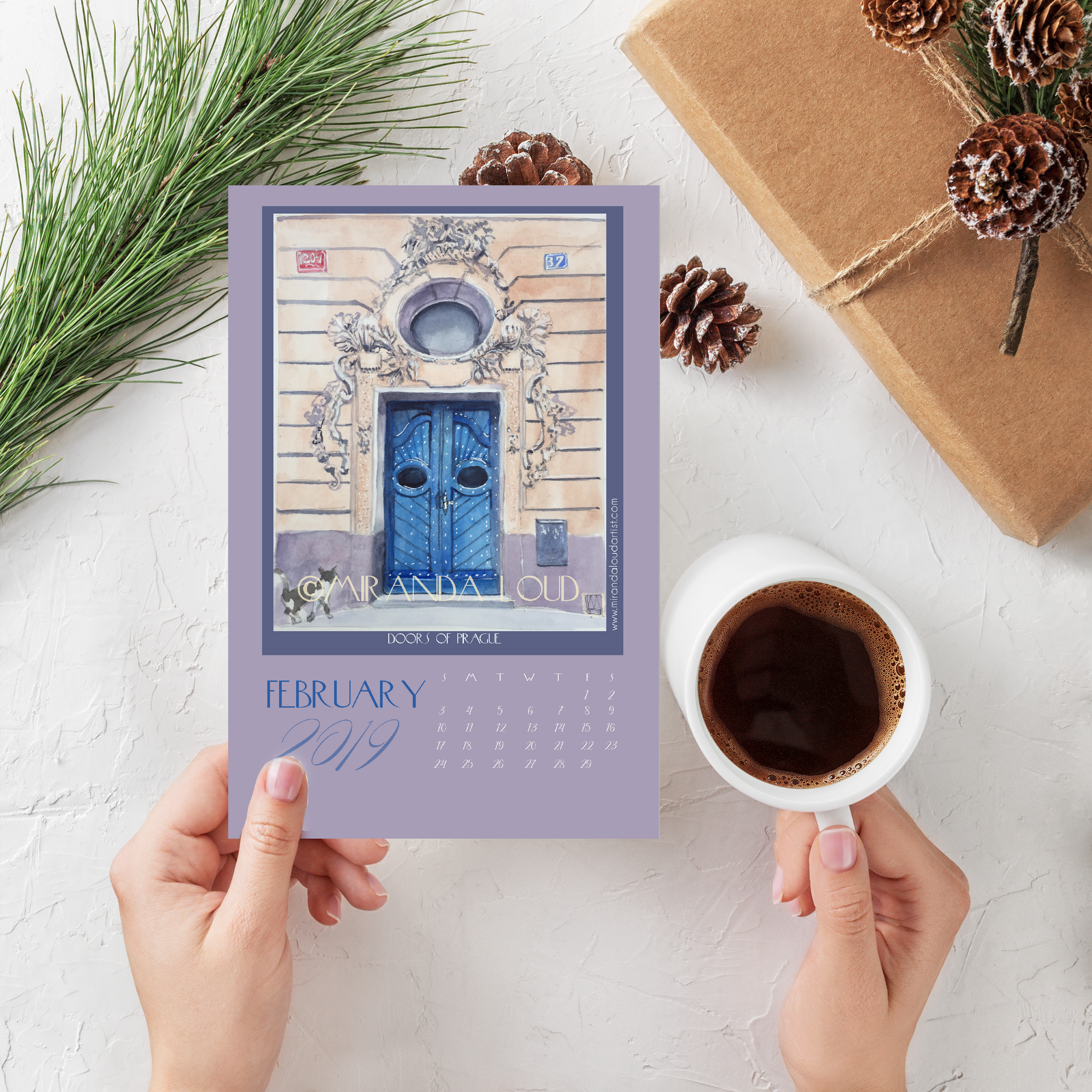 2019 Doors of Prague Desk Calendar - Watercolors by Miranda Loud