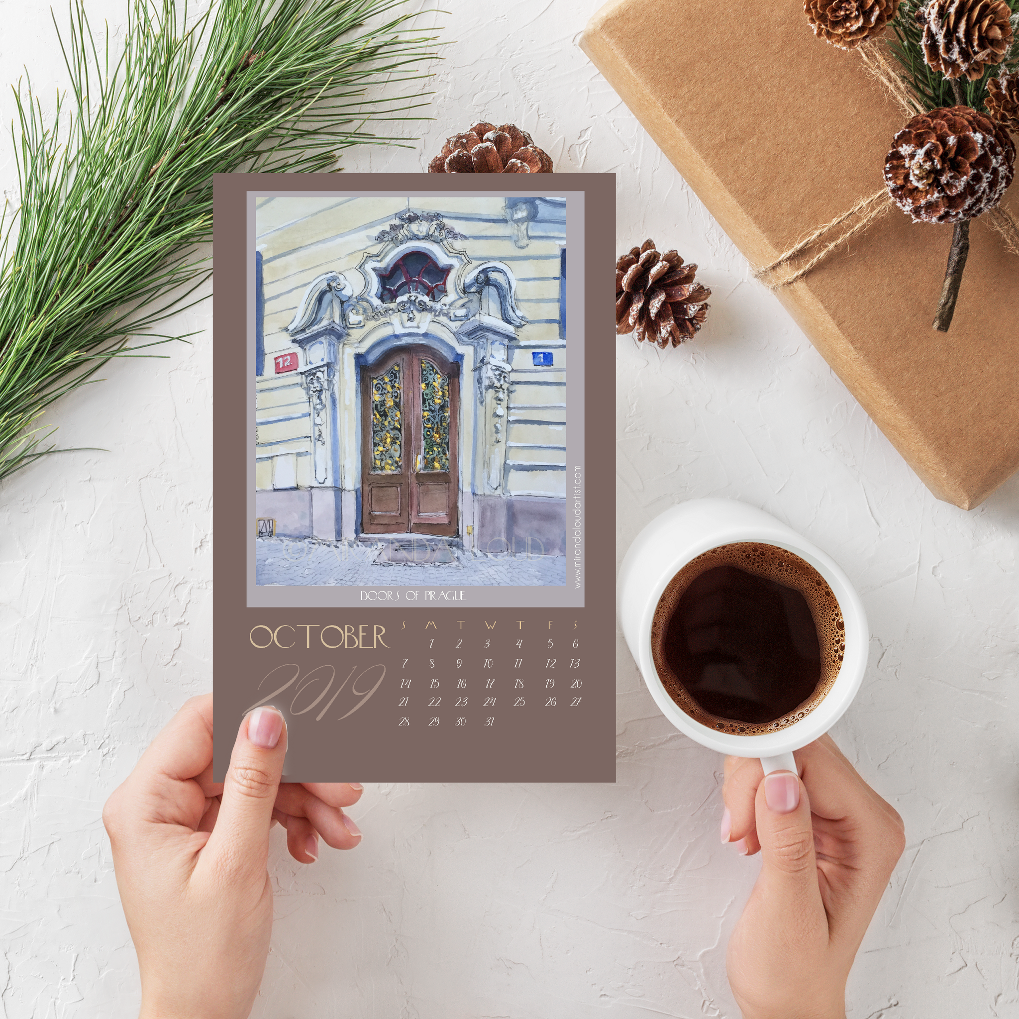 2019 Doors of Prague Desk Calendar - Watercolors by Miranda Loud