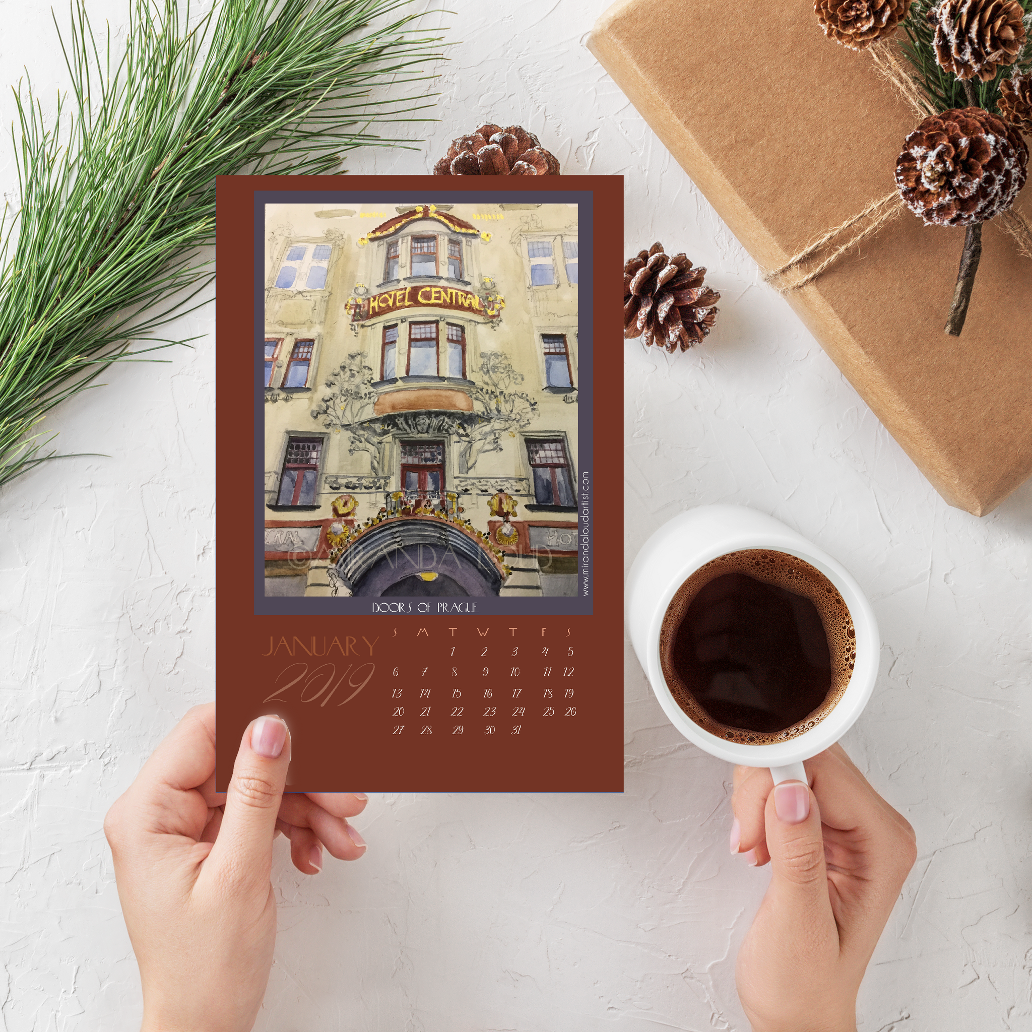 2019 Doors of Prague Desk Calendar - Watercolors by Miranda Loud
