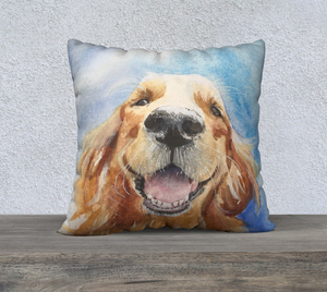 Hobbes the Golden Retriever  Pillow Cover 22" x22"