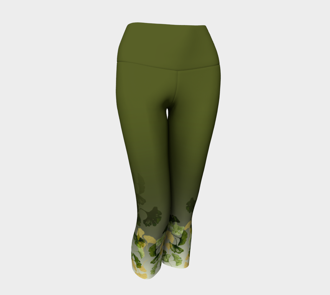 Ginkgo Green and Gold Yoga Capris