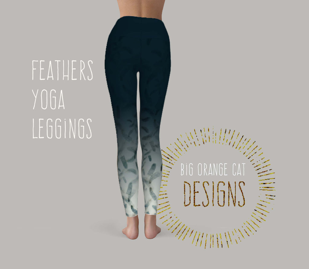 Feathers Yoga Leggings (Blue)