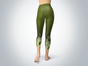 Ginkgo Green and Gold Yoga Capris