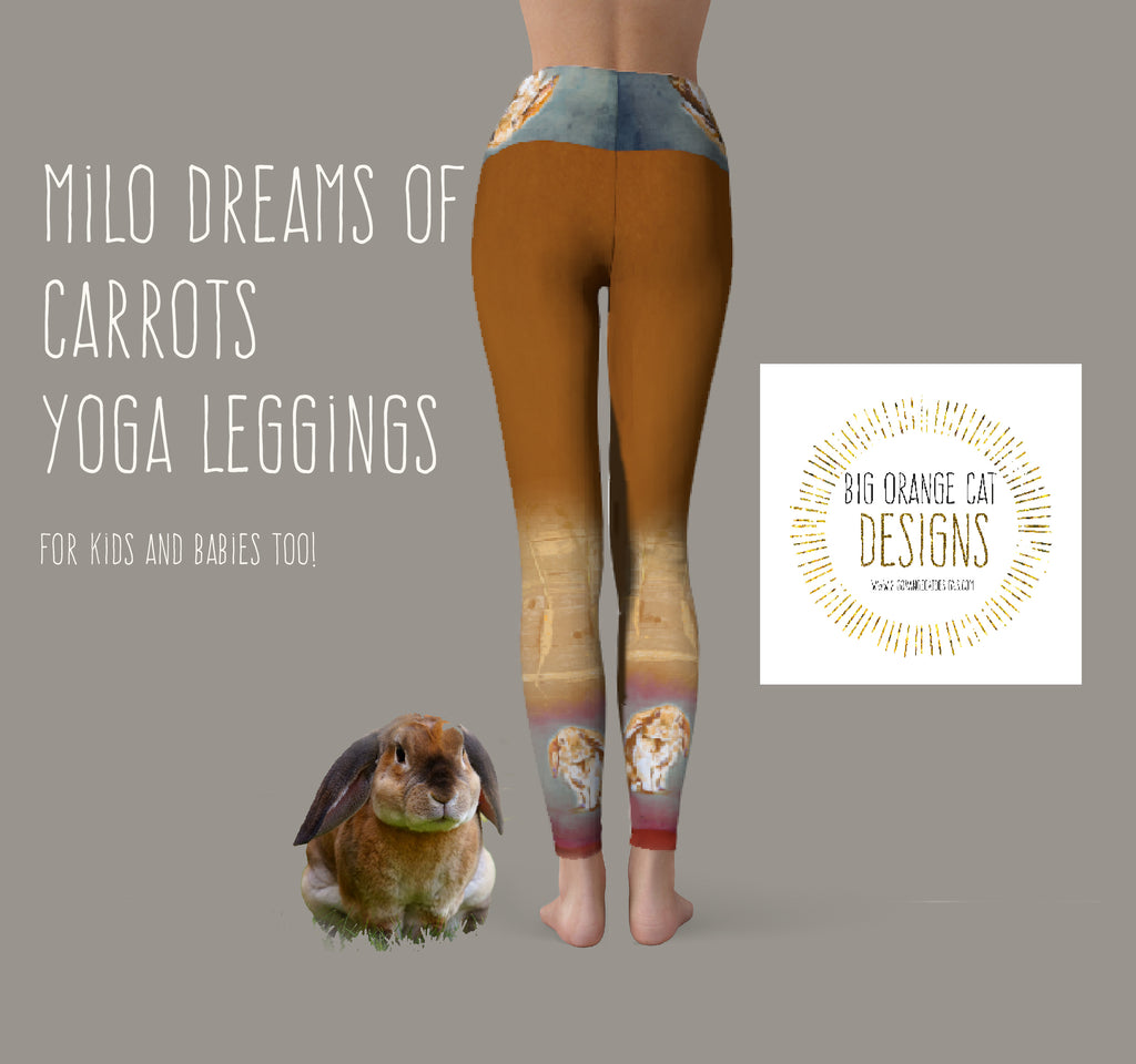 Milo the Rabbit Dreams of Carrots Yoga Leggings