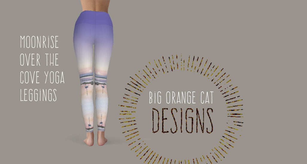 Moonrise Over the Cove Yoga Leggings