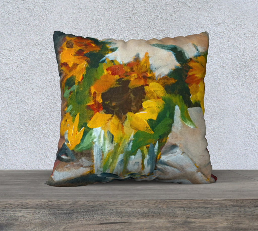 Sunflowers in a Vase 22"x22" Pillow Cover
