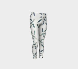 Blue Green Feather Kids' Leggings (ages 4-12)