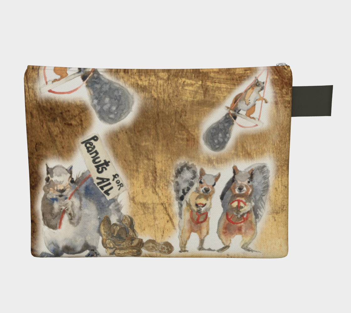 Squirrels for Peace and Peanuts for All Clutch Carryall